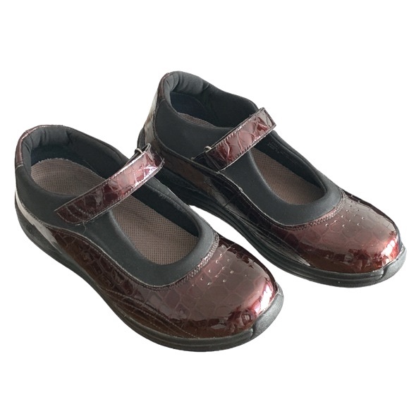 DREW I Rose Mary Jane Croc Embossed Patent Leather Ortho Shoes 9W - Picture 2 of 14